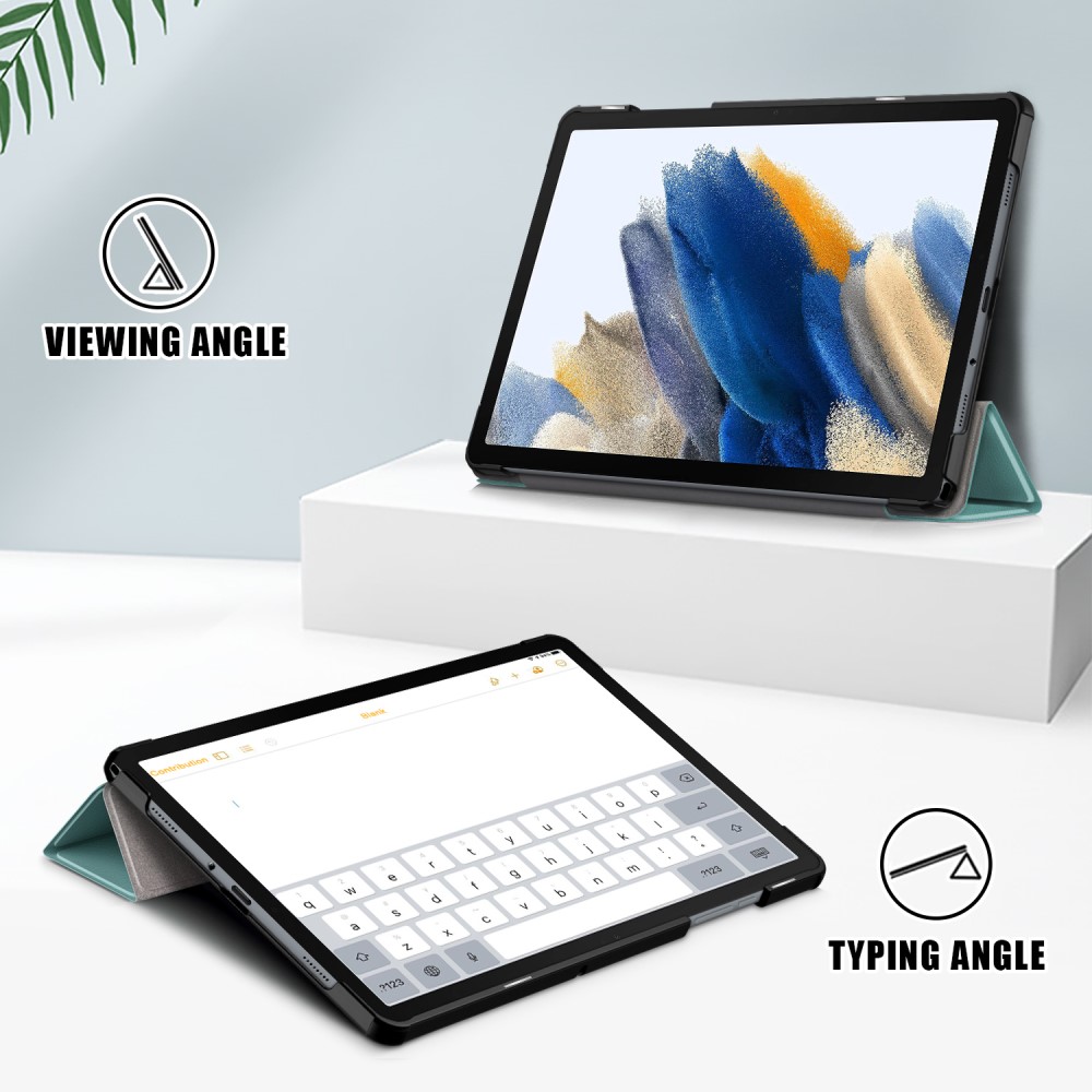  Samsung Galaxy Tab A9 Plus Fodral Tri-Fold PU Läder Svartgrön