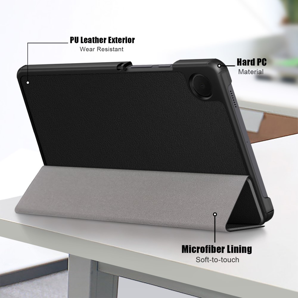  Samsung Galaxy Tab A9 Fodral Tri-Fold PU Läder Svart