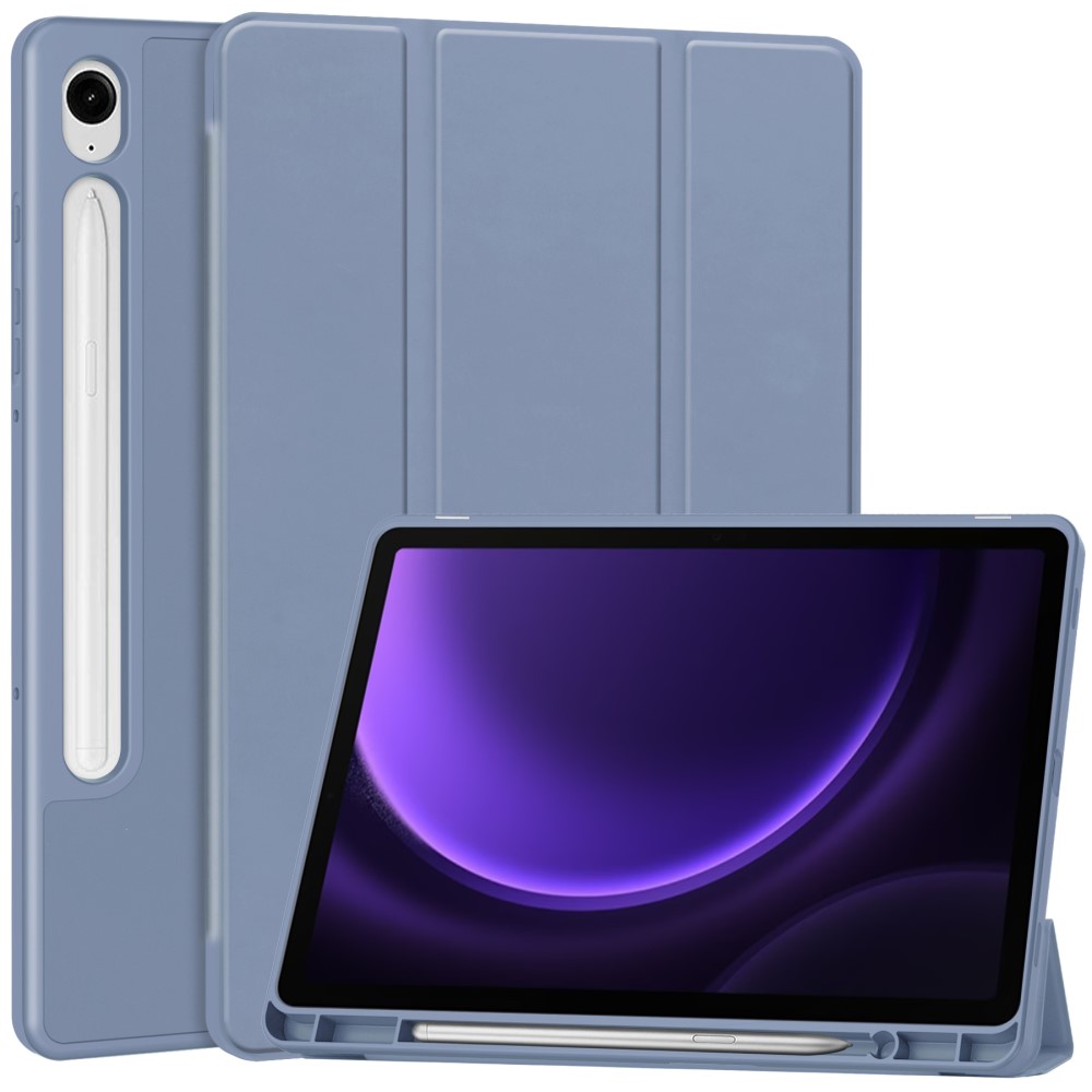  Samsung Galaxy Tab S9 FE Fodral Läder Pennhållare Lila