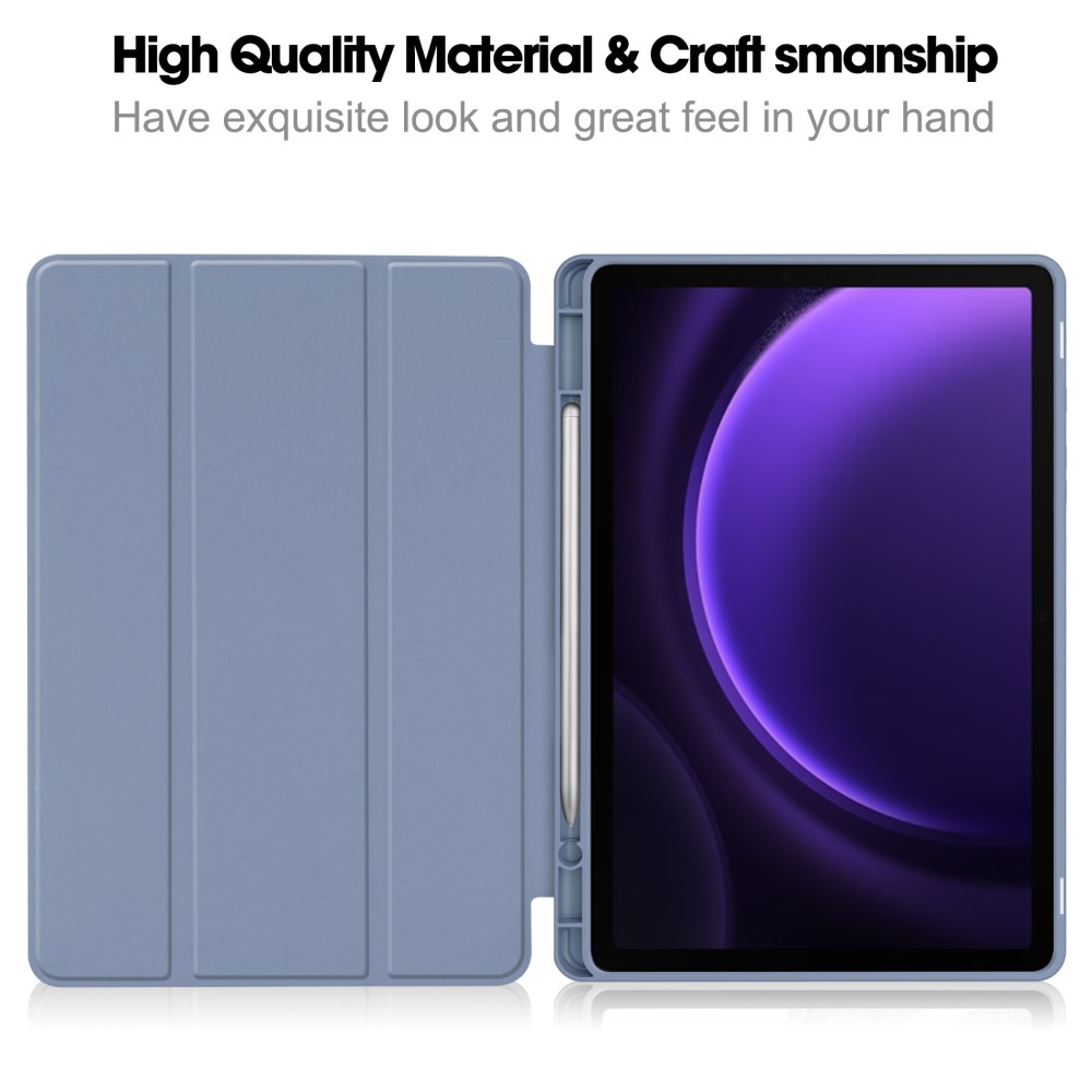  Samsung Galaxy Tab S9 FE Fodral Läder Pennhållare Lila