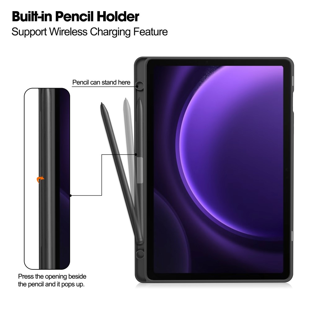  Galaxy Tab S9 FE Fodral Business Läder Pennhållare Brun