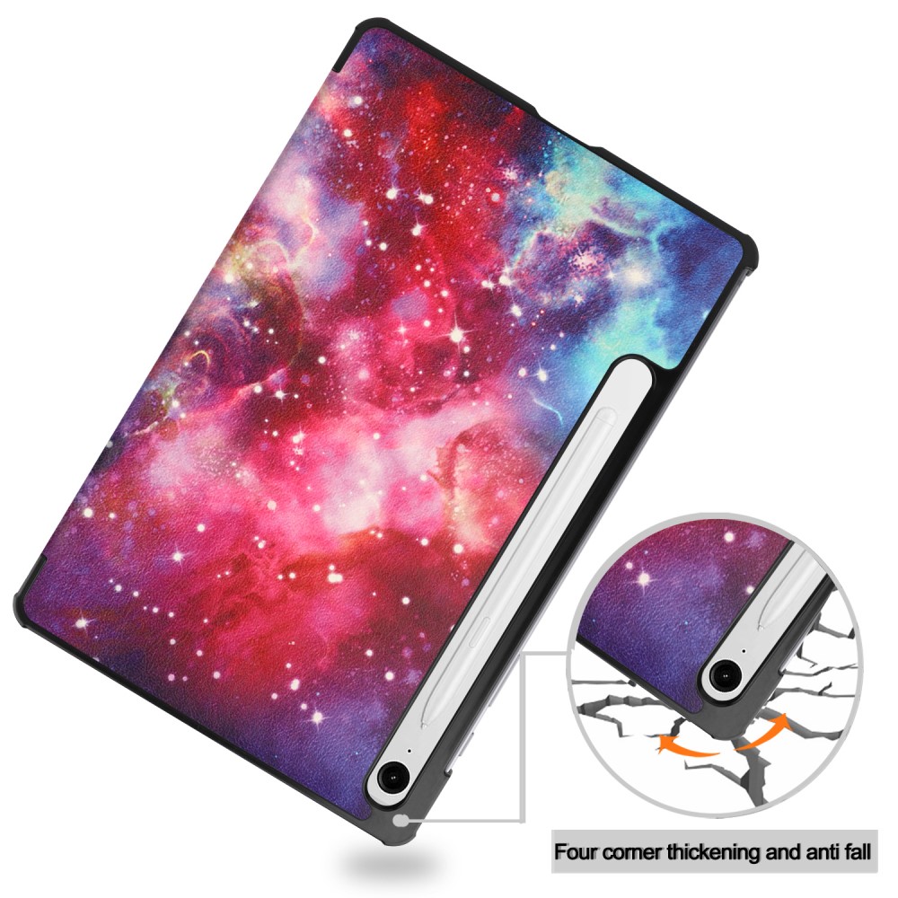  Samsung Galaxy Tab S9 FE Fodral Tri-Fold Läder Cosmic Space