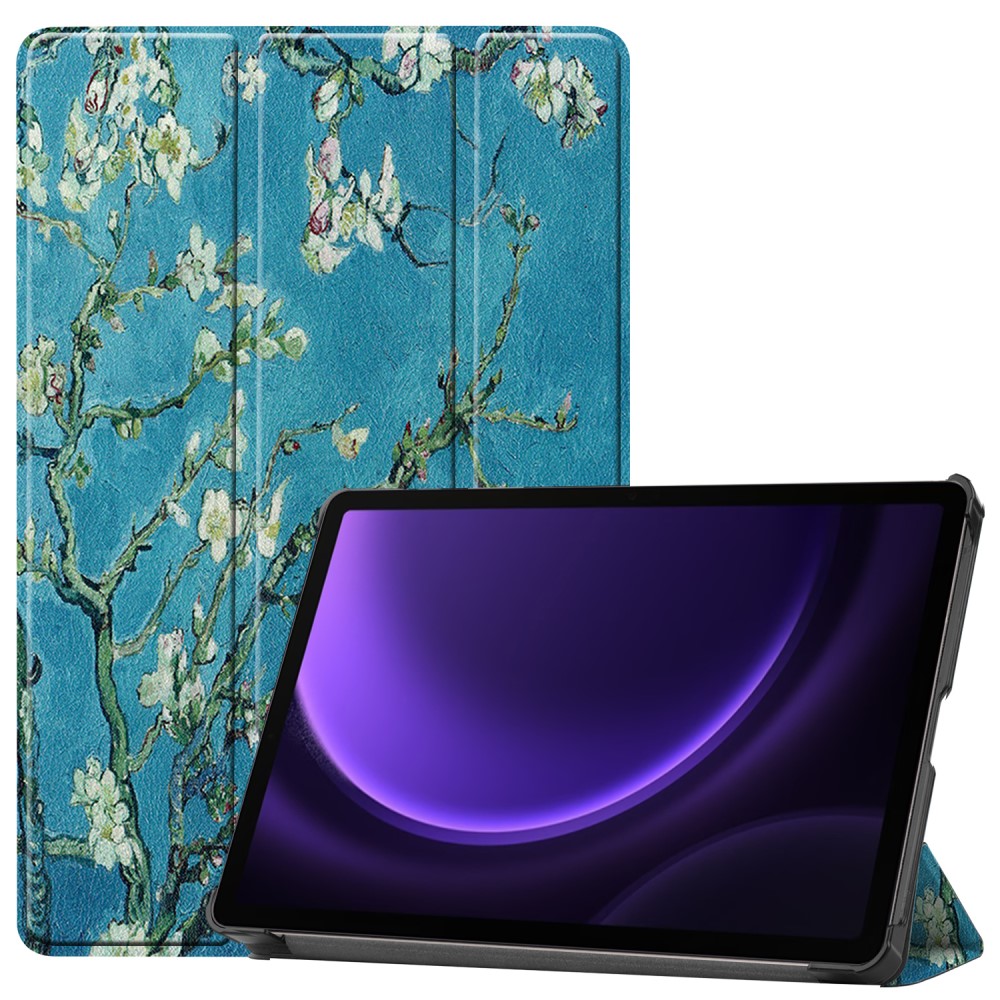  Samsung Galaxy Tab S9 FE Fodral Tri-Fold Läder Peach Blossom