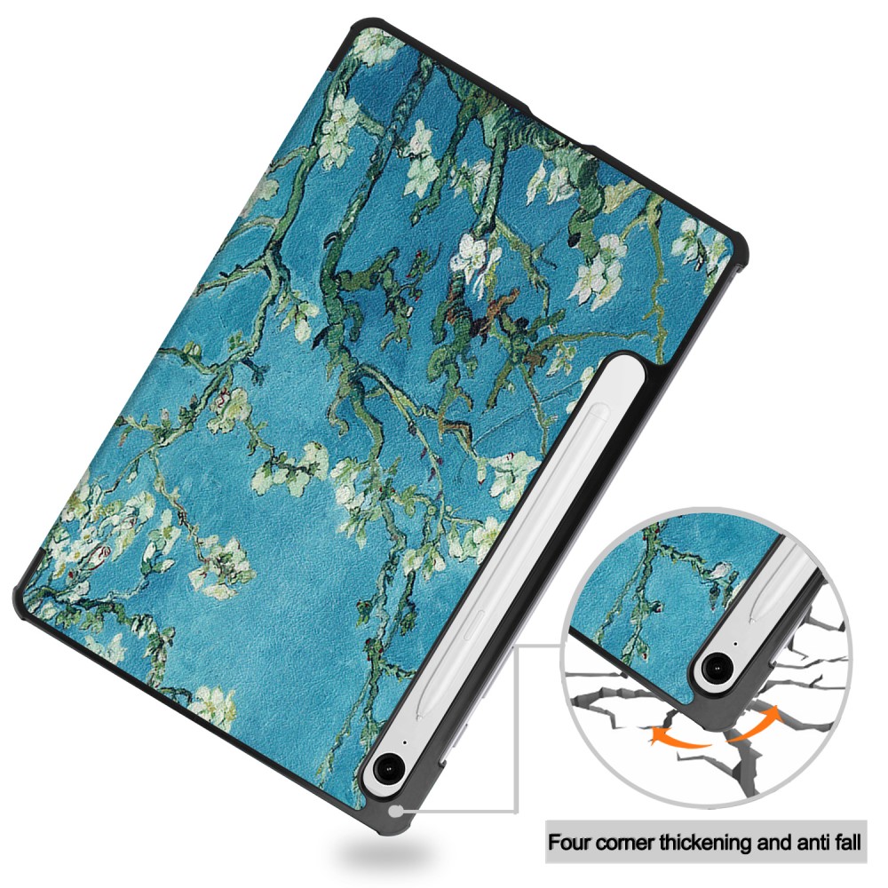  Samsung Galaxy Tab S9 FE Fodral Tri-Fold Läder Peach Blossom