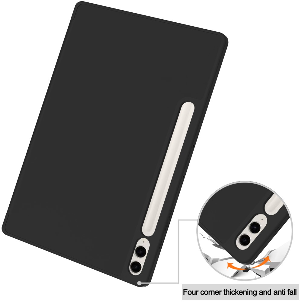  Galaxy Tab S9 FE Plus Fodral Tri-Fold Pennhållare Svart