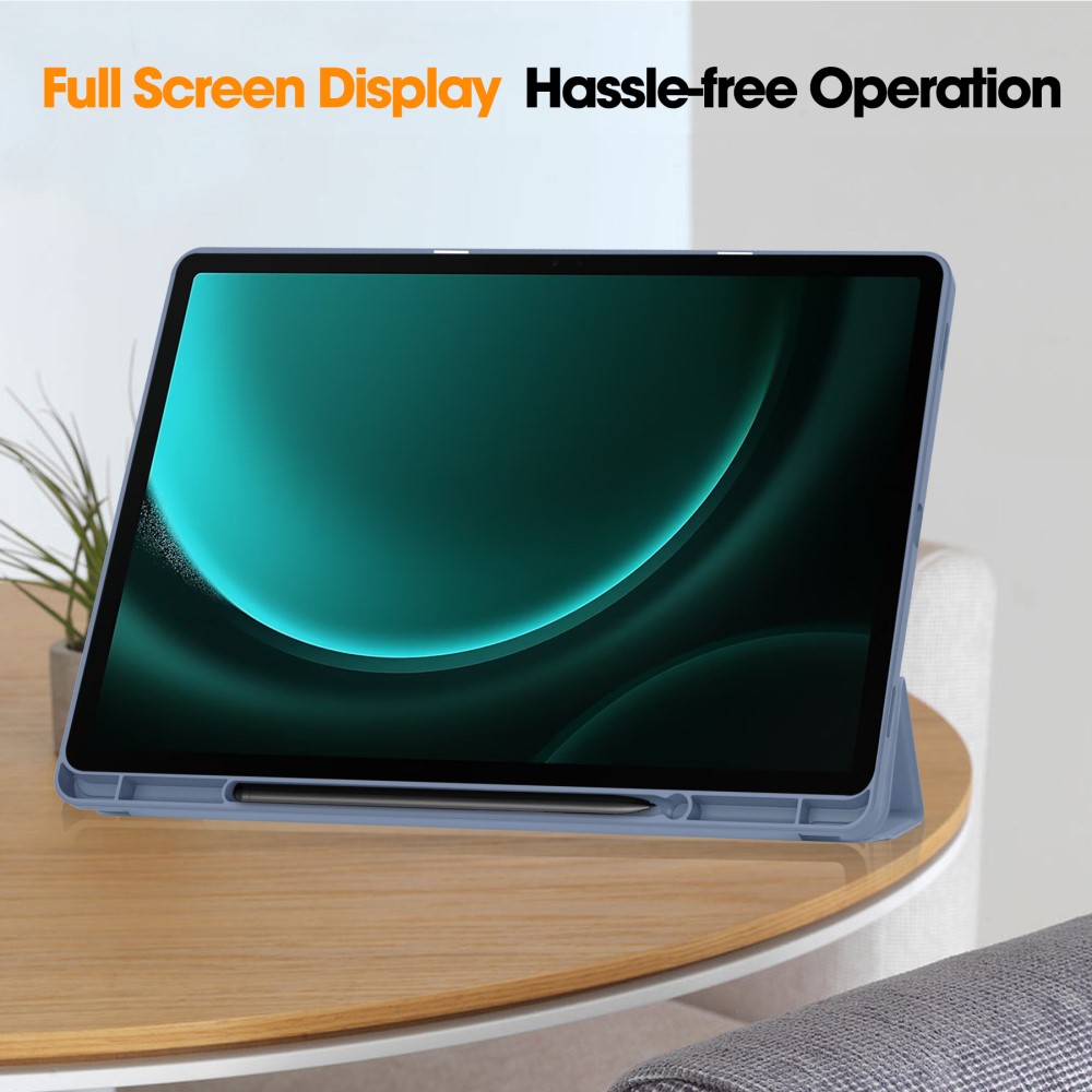  Galaxy Tab S9 FE Plus Fodral Tri-Fold Pennhållare Lila