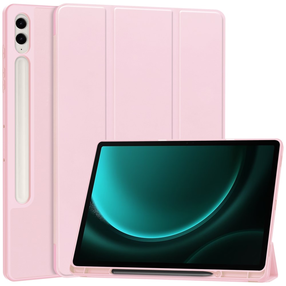  Galaxy Tab S9 FE Plus Fodral Tri-Fold Pennhållare Rosa