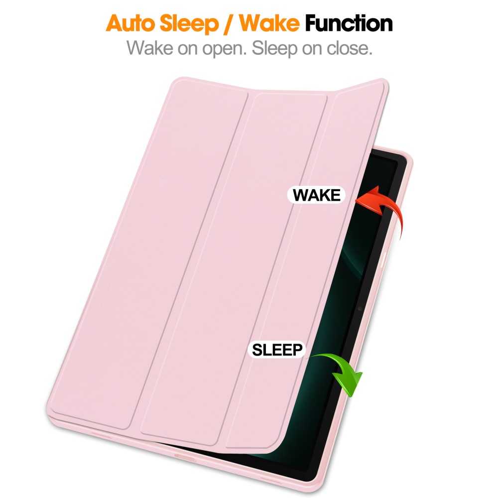  Galaxy Tab S9 FE Plus Fodral Tri-Fold Pennhållare Rosa