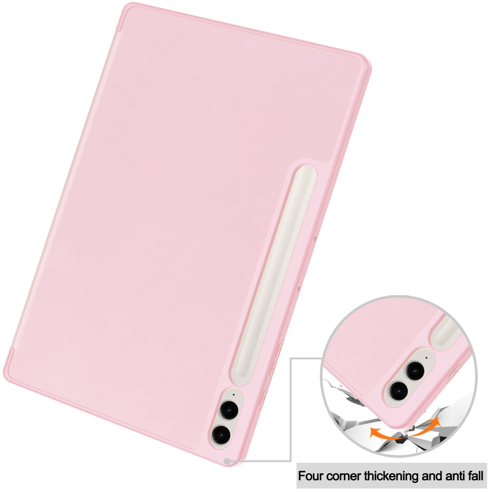  Galaxy Tab S9 FE Plus Fodral Tri-Fold Pennhållare Rosa