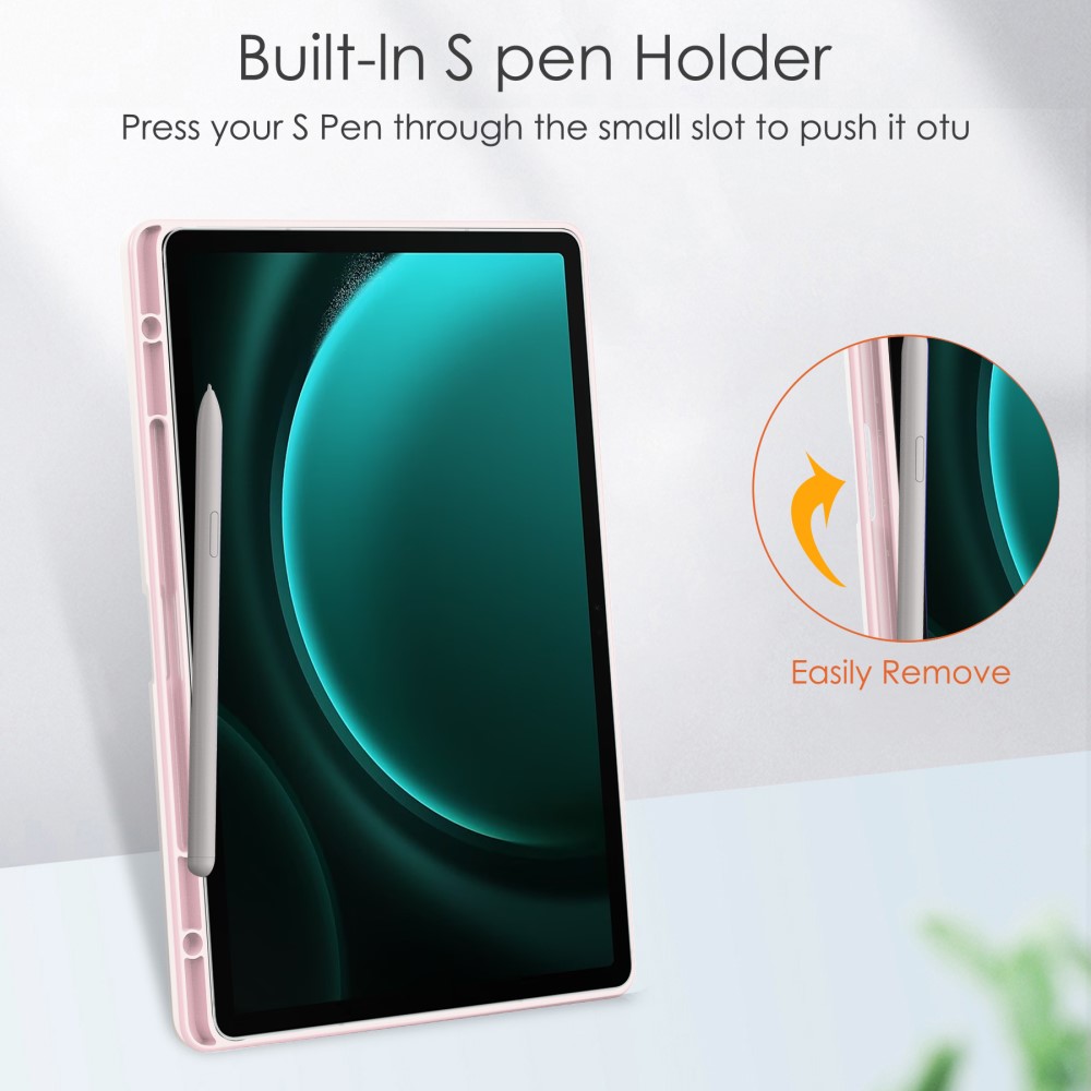  Galaxy Tab S9 FE Plus Fodral Hybrid Pennhållare Rosa