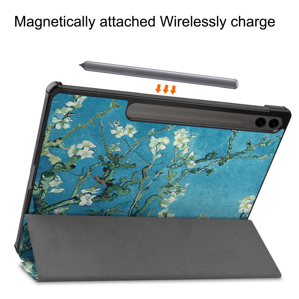  Galaxy Tab S9 FE Plus Fodral Tri-Fold Läder Peach Blossom