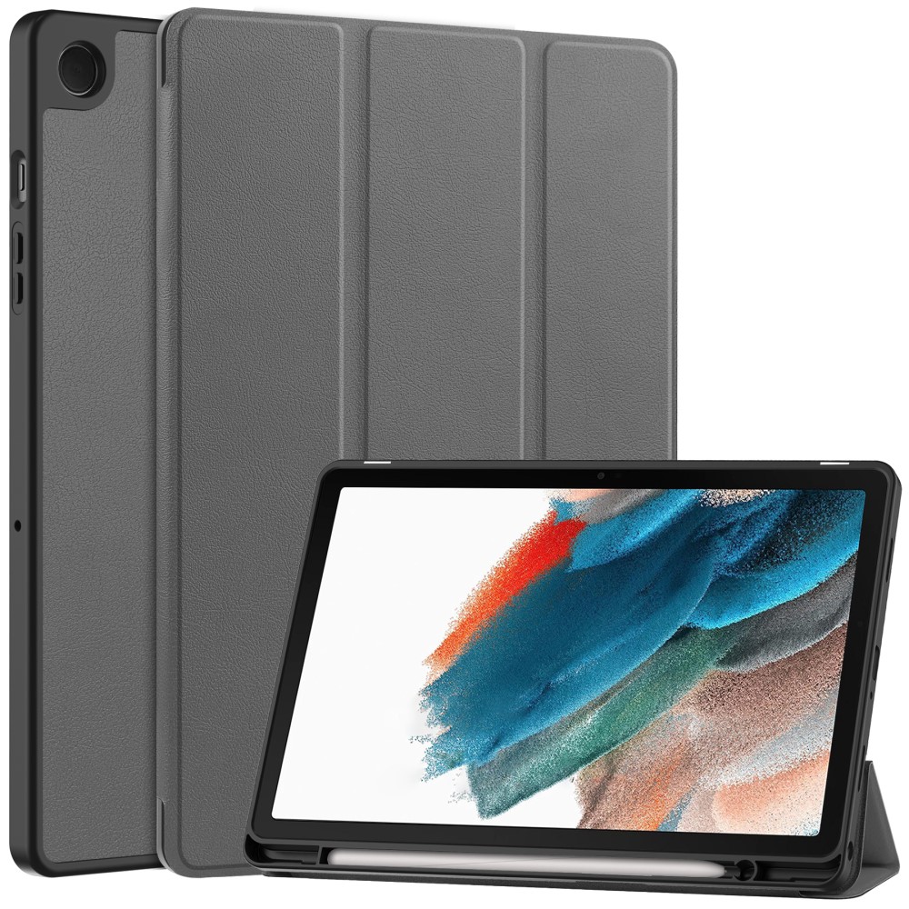  Samsung Galaxy Tab A9 Plus Fodral Tri-Fold Pennhållare Grå