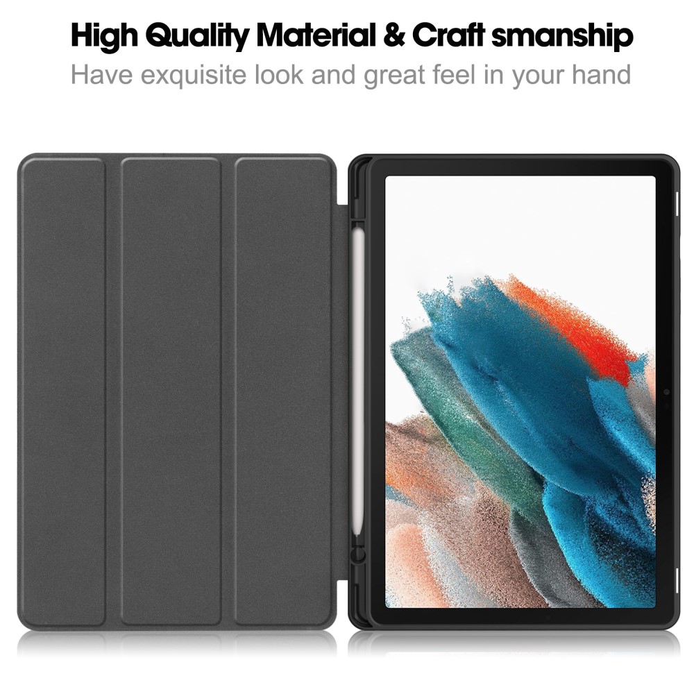  Samsung Galaxy Tab A9 Plus Fodral Tri-Fold Pennhållare Grå