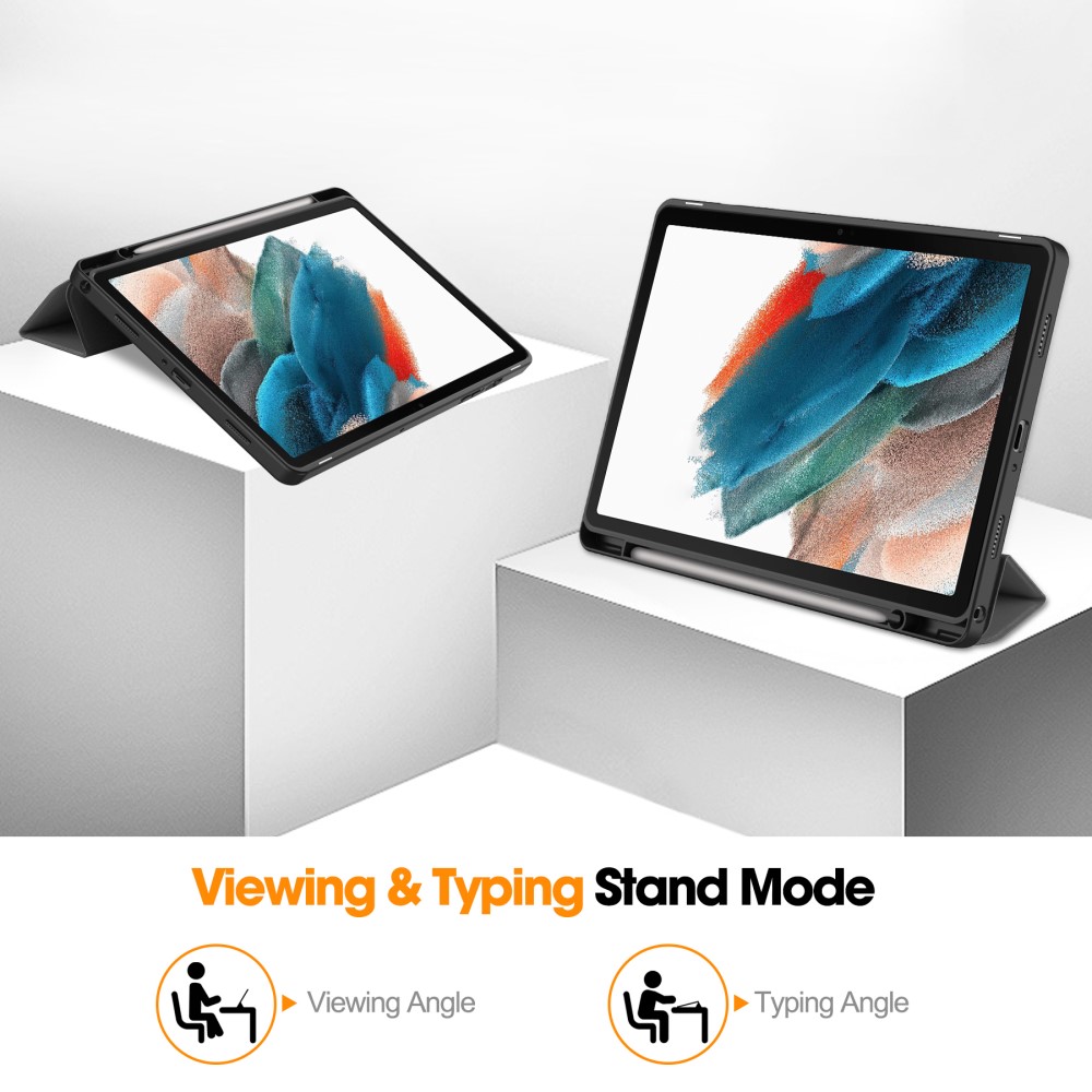  Samsung Galaxy Tab A9 Plus Fodral Tri-Fold Pennhållare Grå