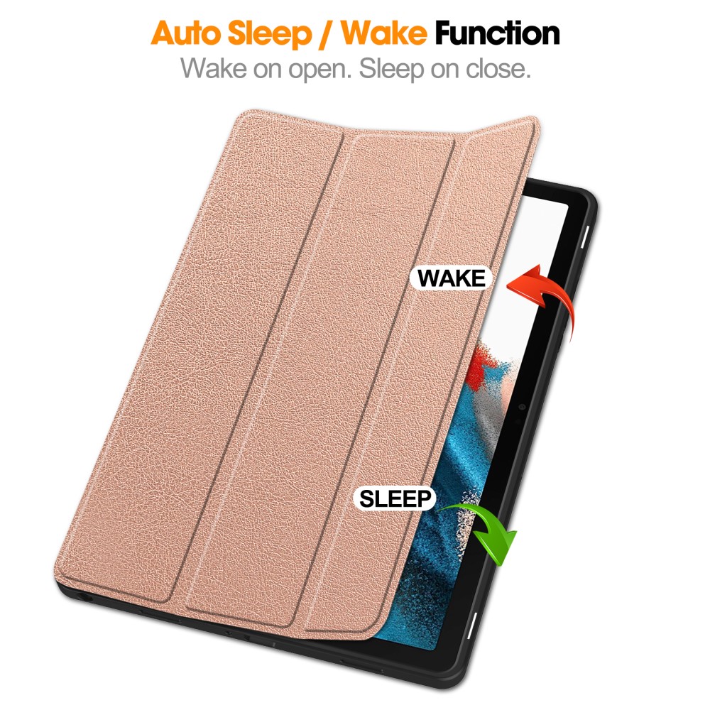  Samsung Galaxy Tab A9 Plus Fodral Tri-Fold Pennhållare Roséguld