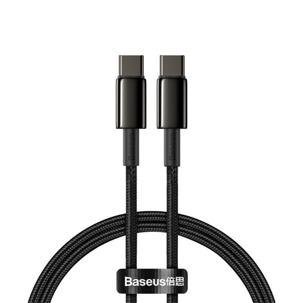 BASEUS Baseus 1m 100W USB-C - USB-C Kabel Tungsten Gold Series Svart