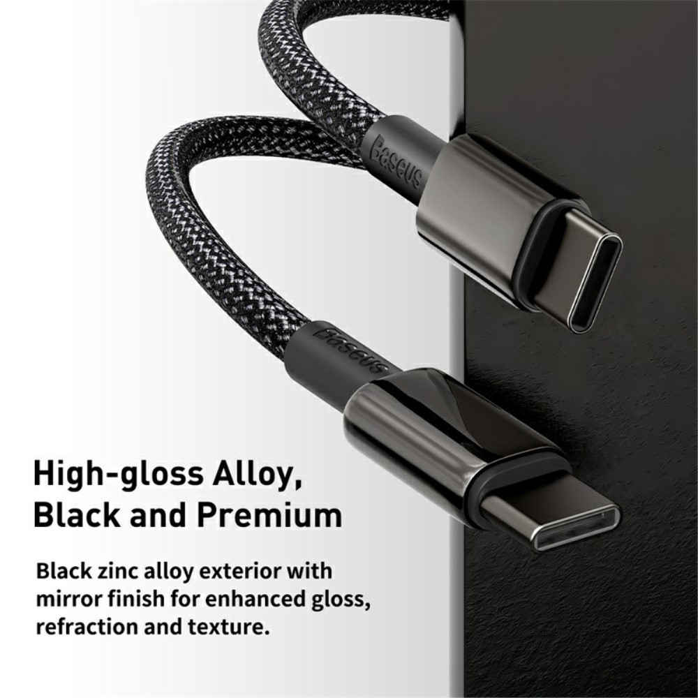 BASEUS Baseus 1m 100W USB-C - USB-C Kabel Tungsten Gold Series Svart