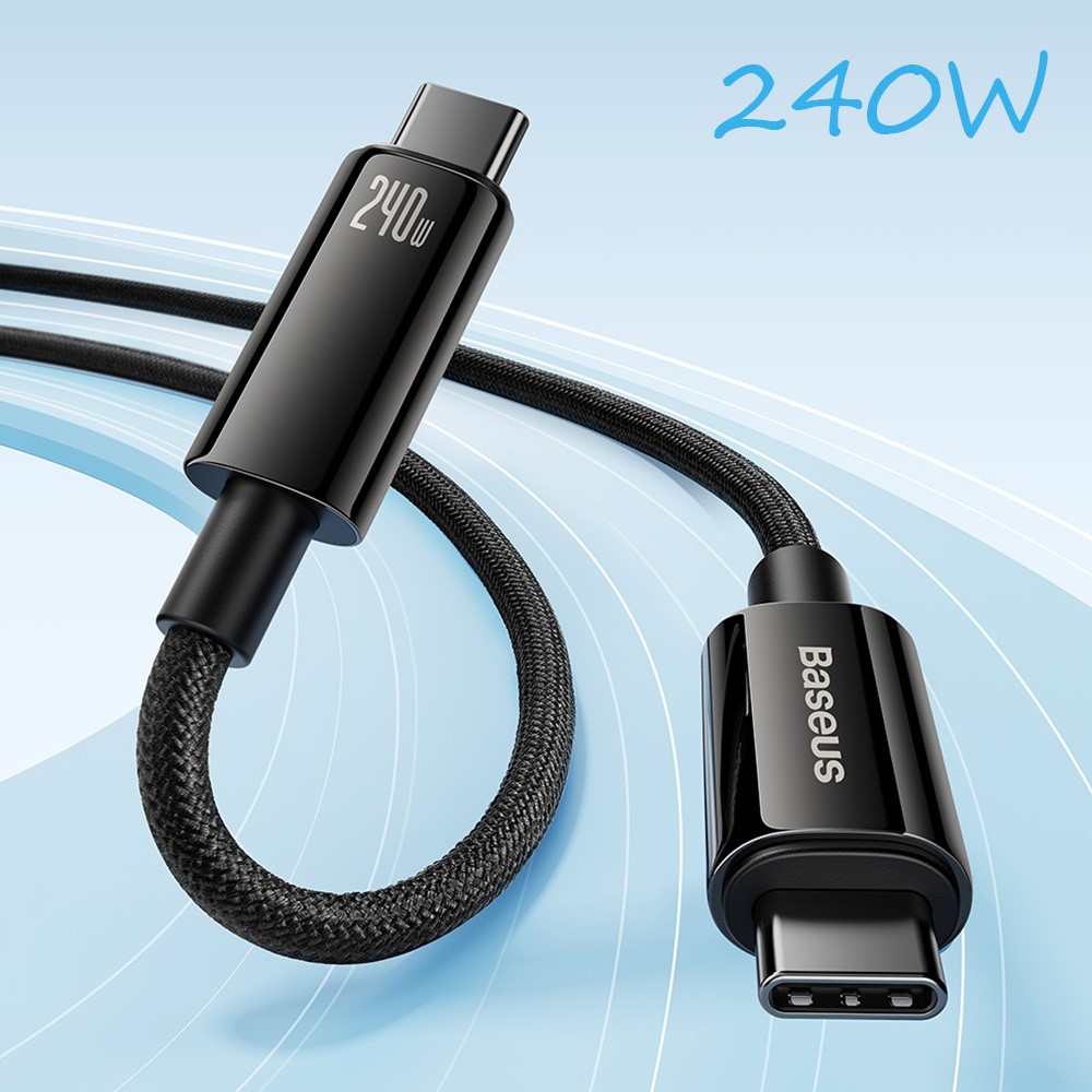 BASEUS Baseus 1m 240W USB-C - USB-C Kabel Tungsten Gold Series Svart
