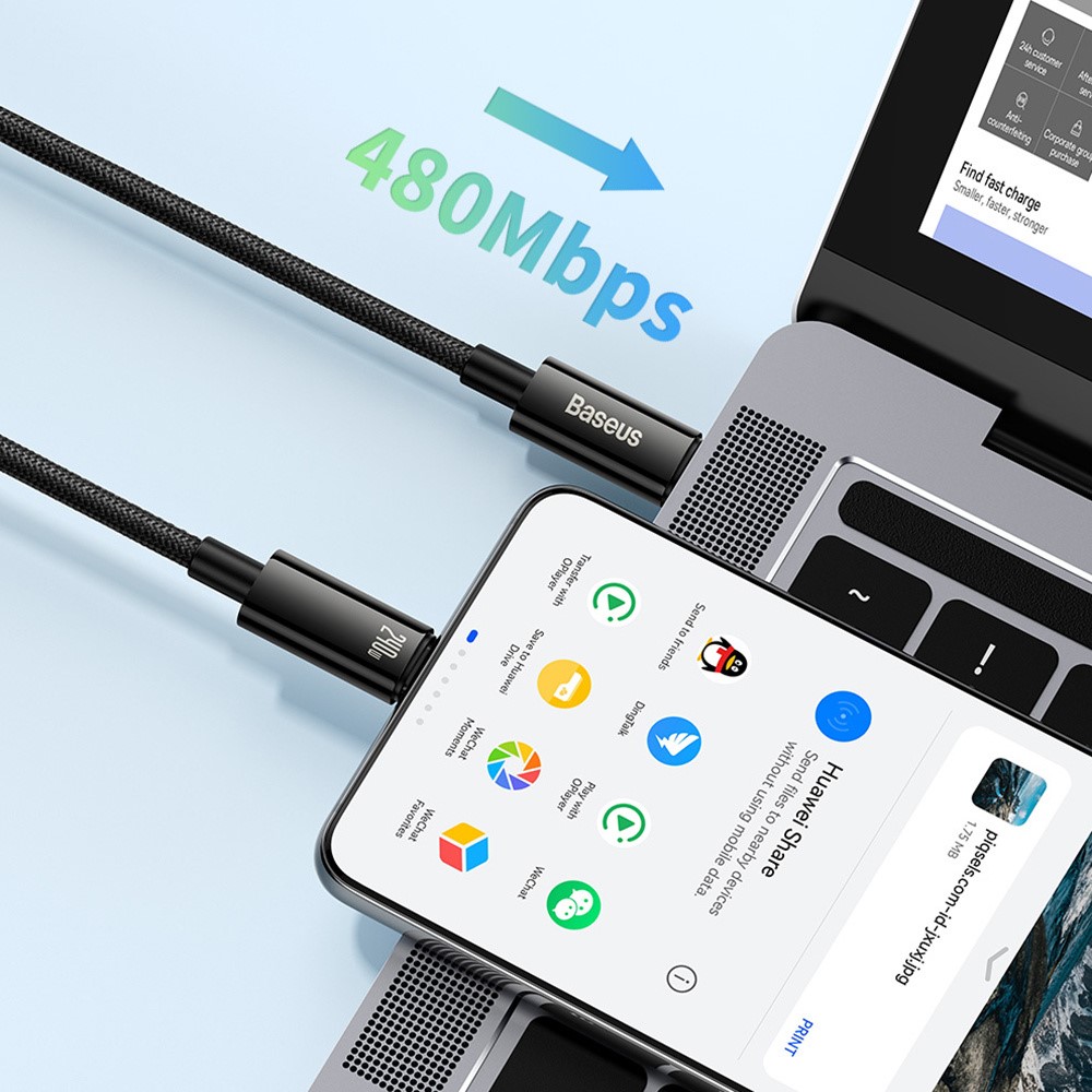 BASEUS Baseus 1m 240W USB-C - USB-C Kabel Tungsten Gold Series Svart