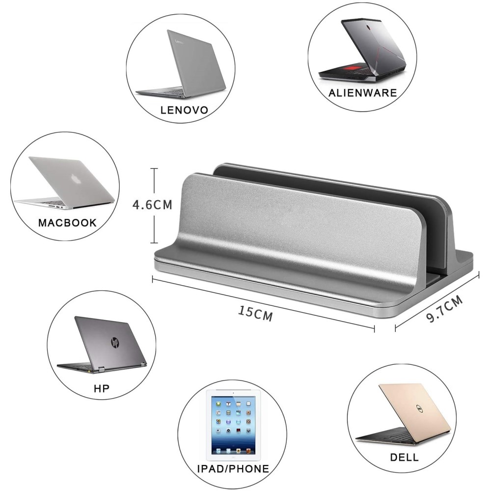  Universal Vertikal Aluminium Laptop Stativ Silver