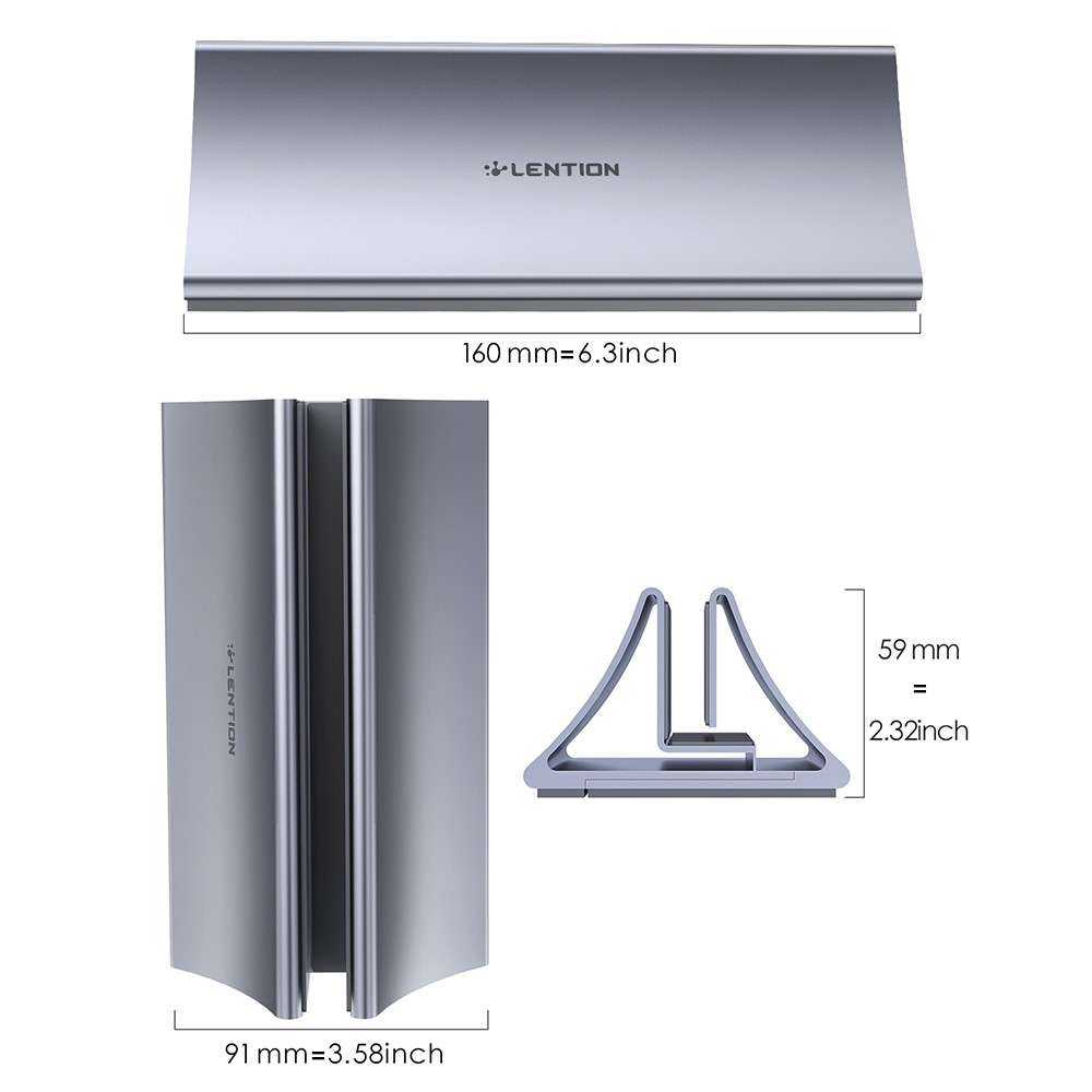 LENTION LENTION Universal Vertikal Aluminium Laptop Stativ Grå