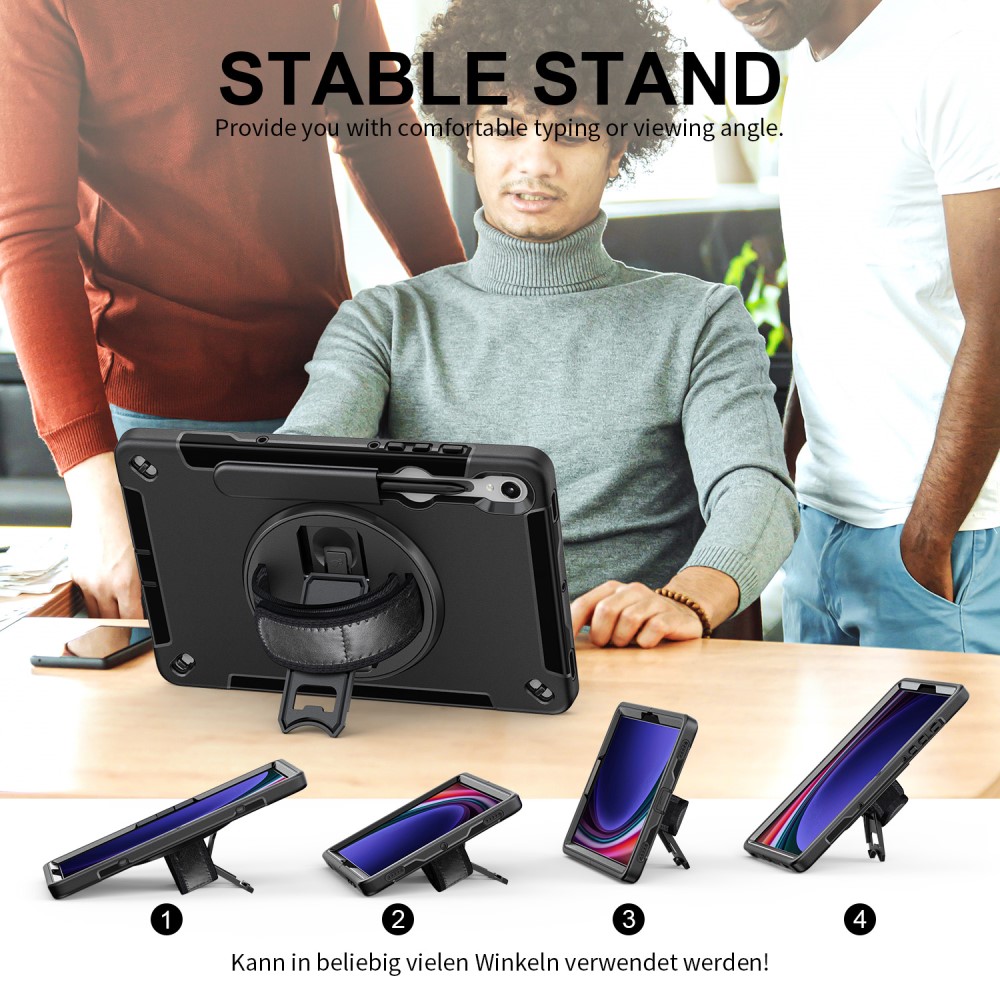  Samsung Galaxy Tab S9 Skal 360 Rotation Shockproof Med Rem