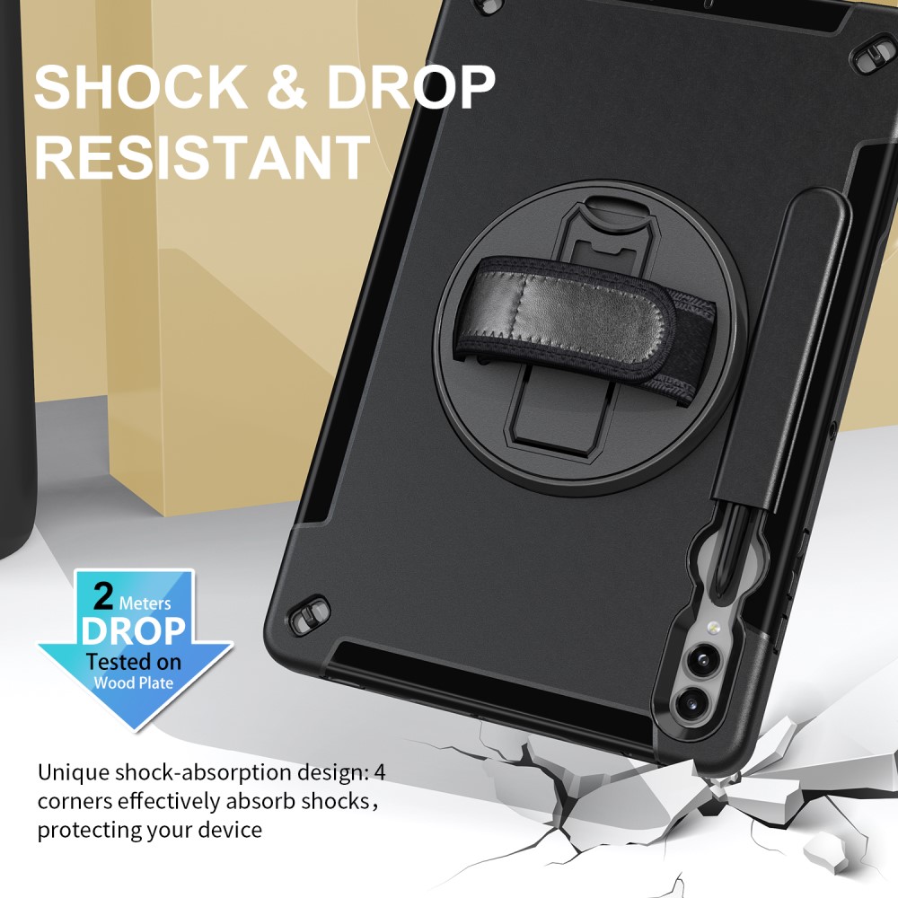  Samsung Galaxy Tab S9 Plus Skal 360 Rotation Shockproof Med Rem
