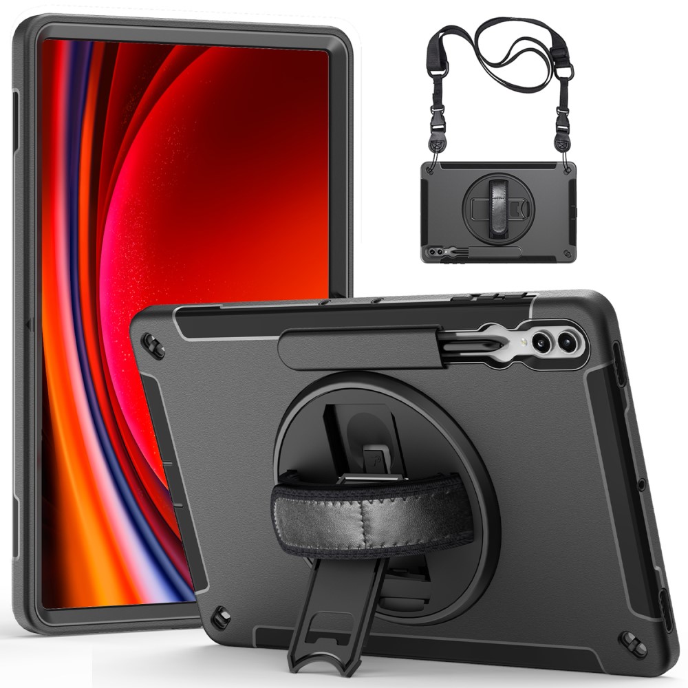  Samsung Galaxy Tab S9 Ultra Skal 360 Rotation Shockproof Med Rem