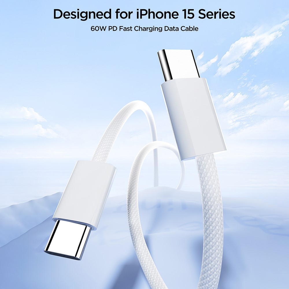 JOYROOM Joyroom 1m 60W USB-C / USB-C Nylonkabel Vit