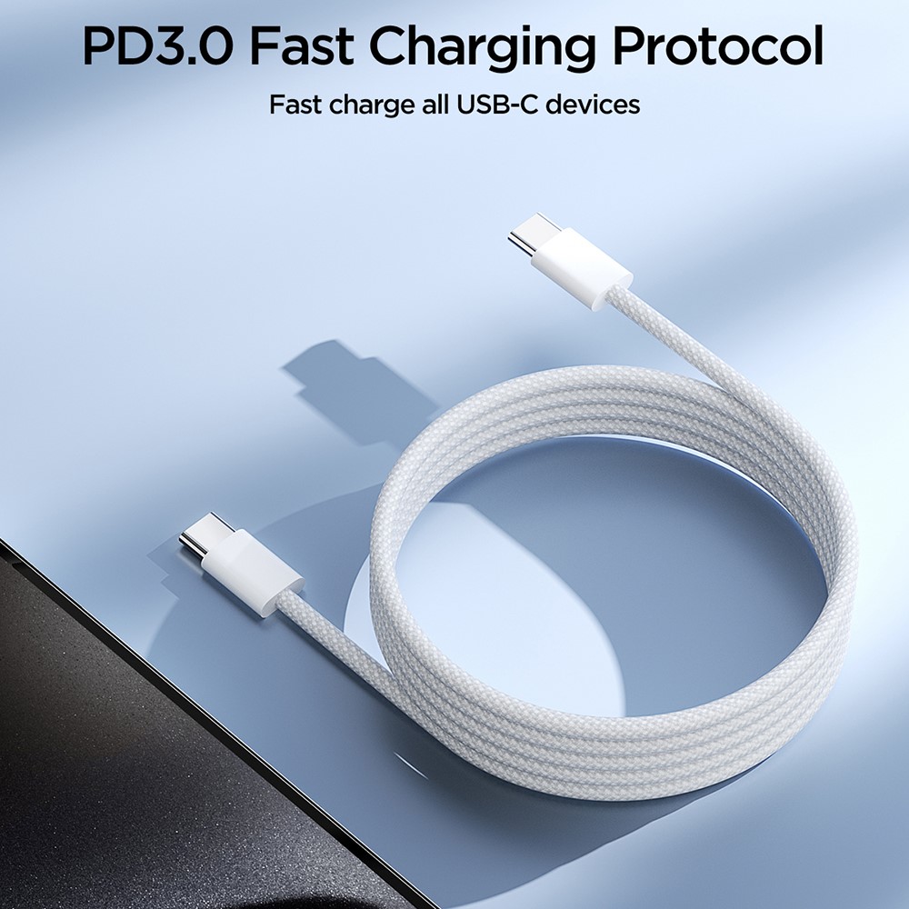 JOYROOM Joyroom 1m 60W USB-C / USB-C Nylonkabel Vit