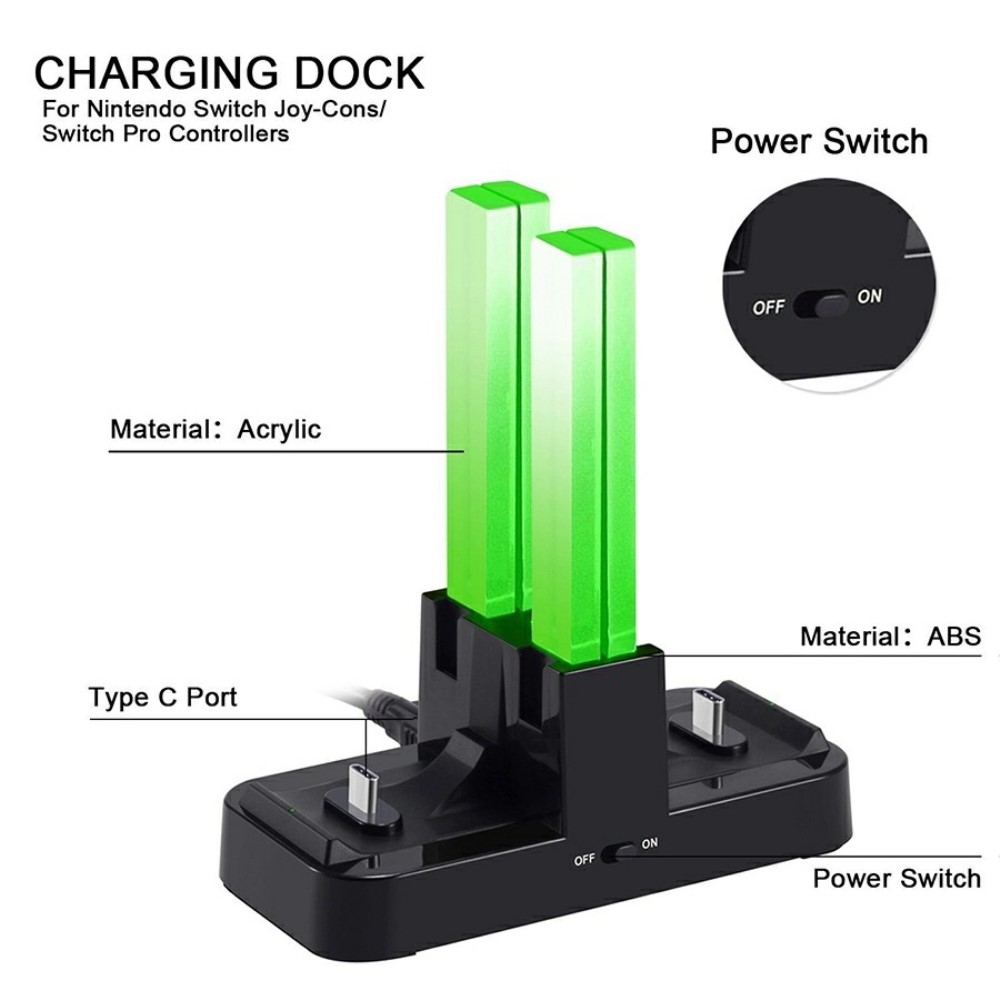 DOBE DOBE LED Laddningsstation För Joy-Con/Pro Handkontroller Svart