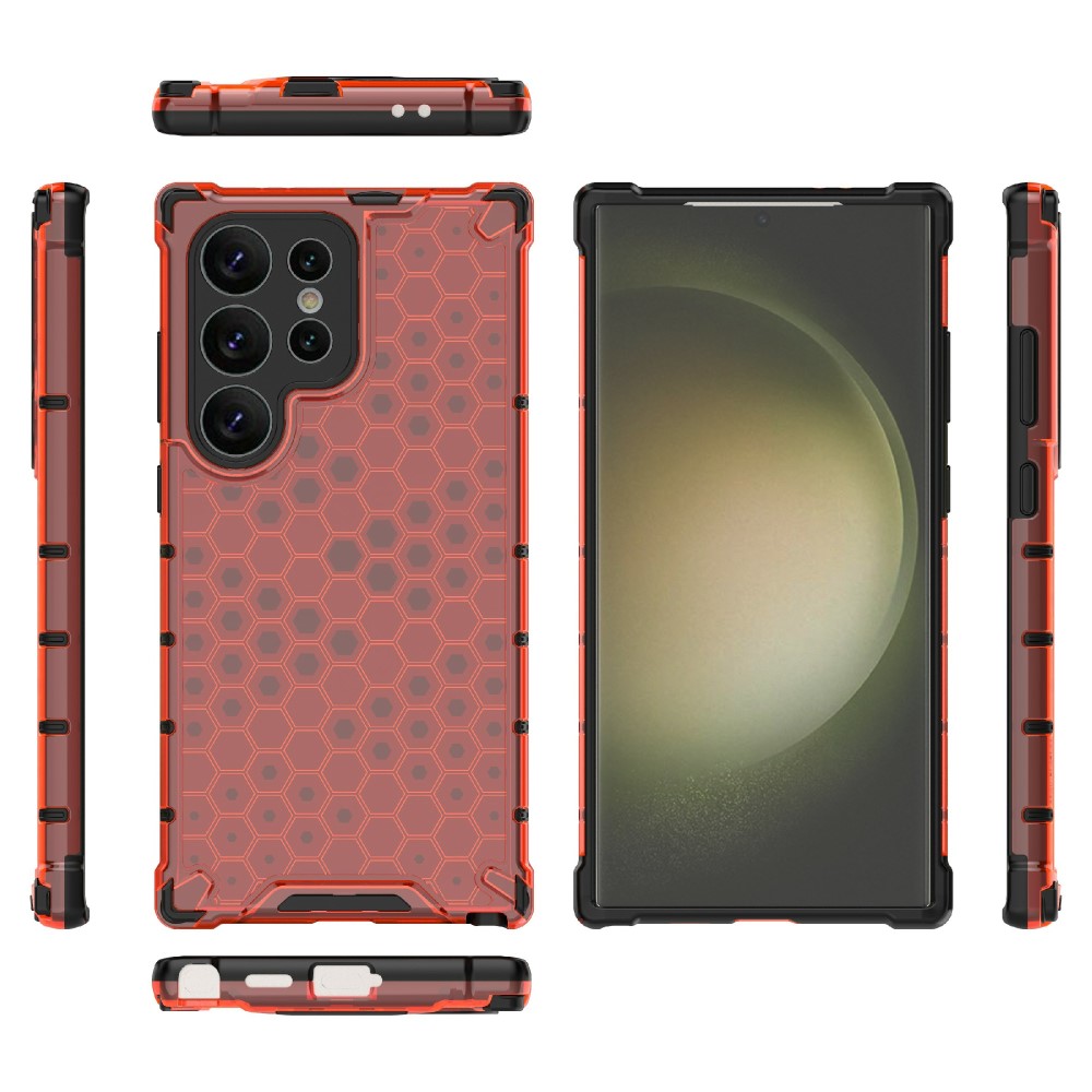  Galaxy S24 Ultra Skal Honeycomb Shockproof Hybrid Röd