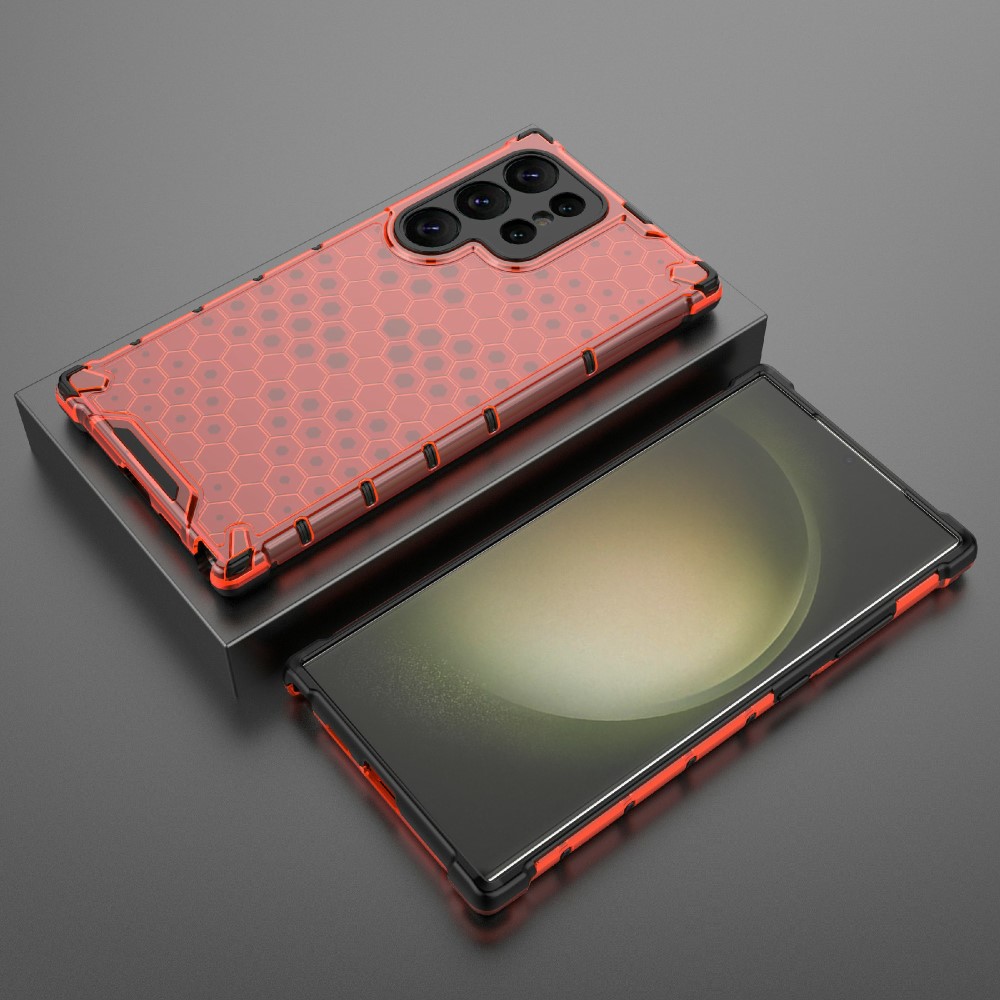  Galaxy S24 Ultra Skal Honeycomb Shockproof Hybrid Röd