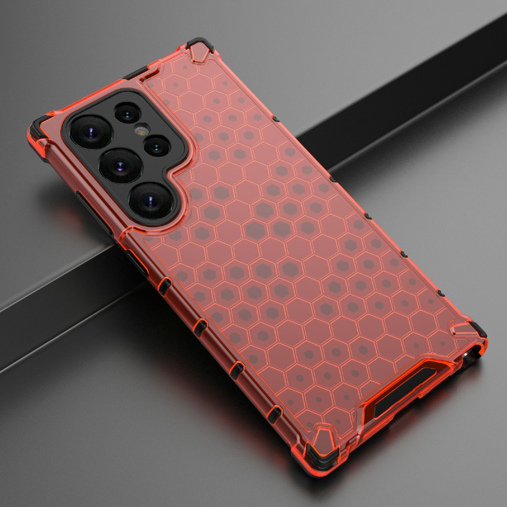  Galaxy S24 Ultra Skal Honeycomb Shockproof Hybrid Röd