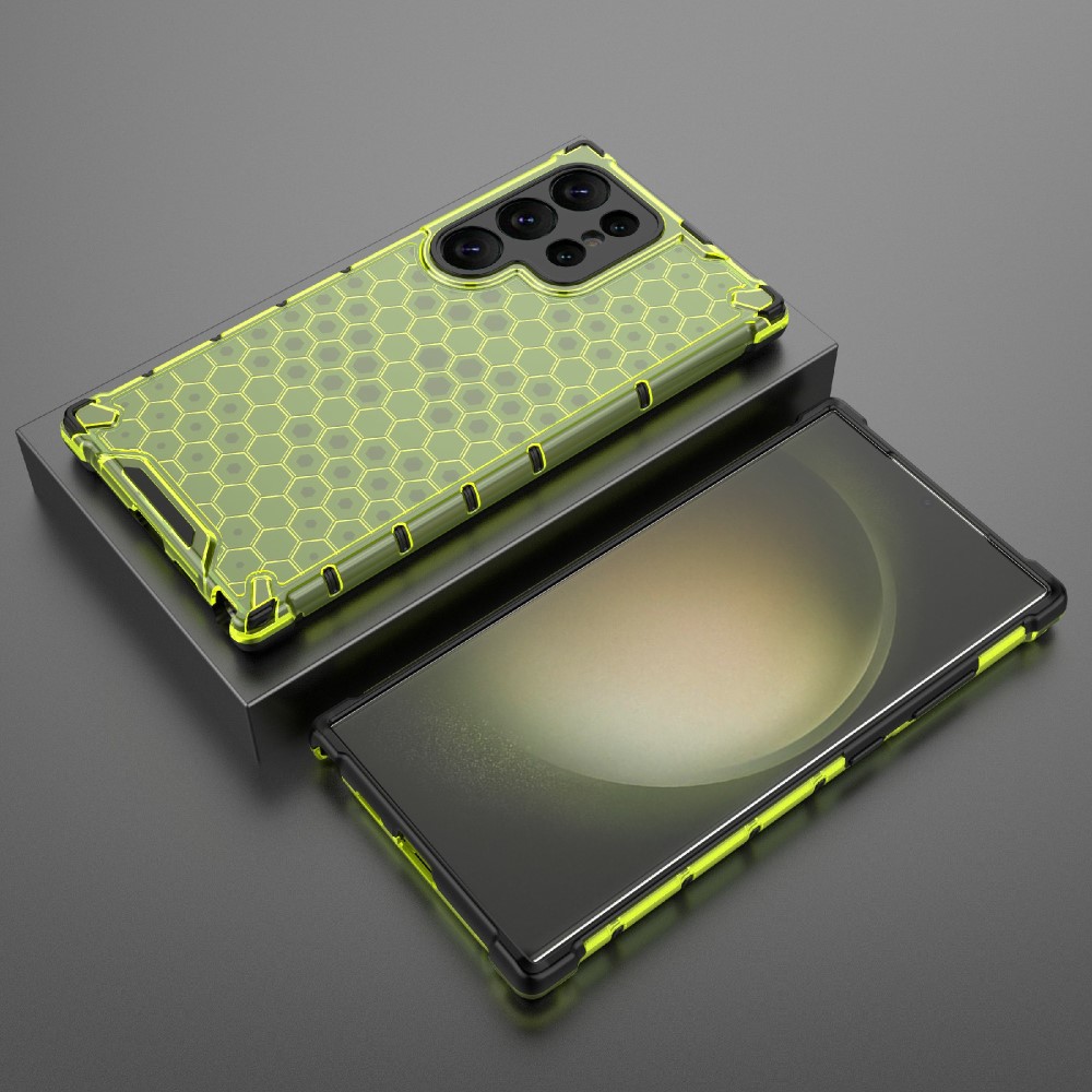  Galaxy S24 Ultra Skal Honeycomb Shockproof Hybrid Grön