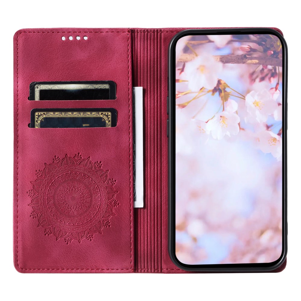  Samsung Galaxy S24 Ultra Fodral Flip Mandala Läder Rosa