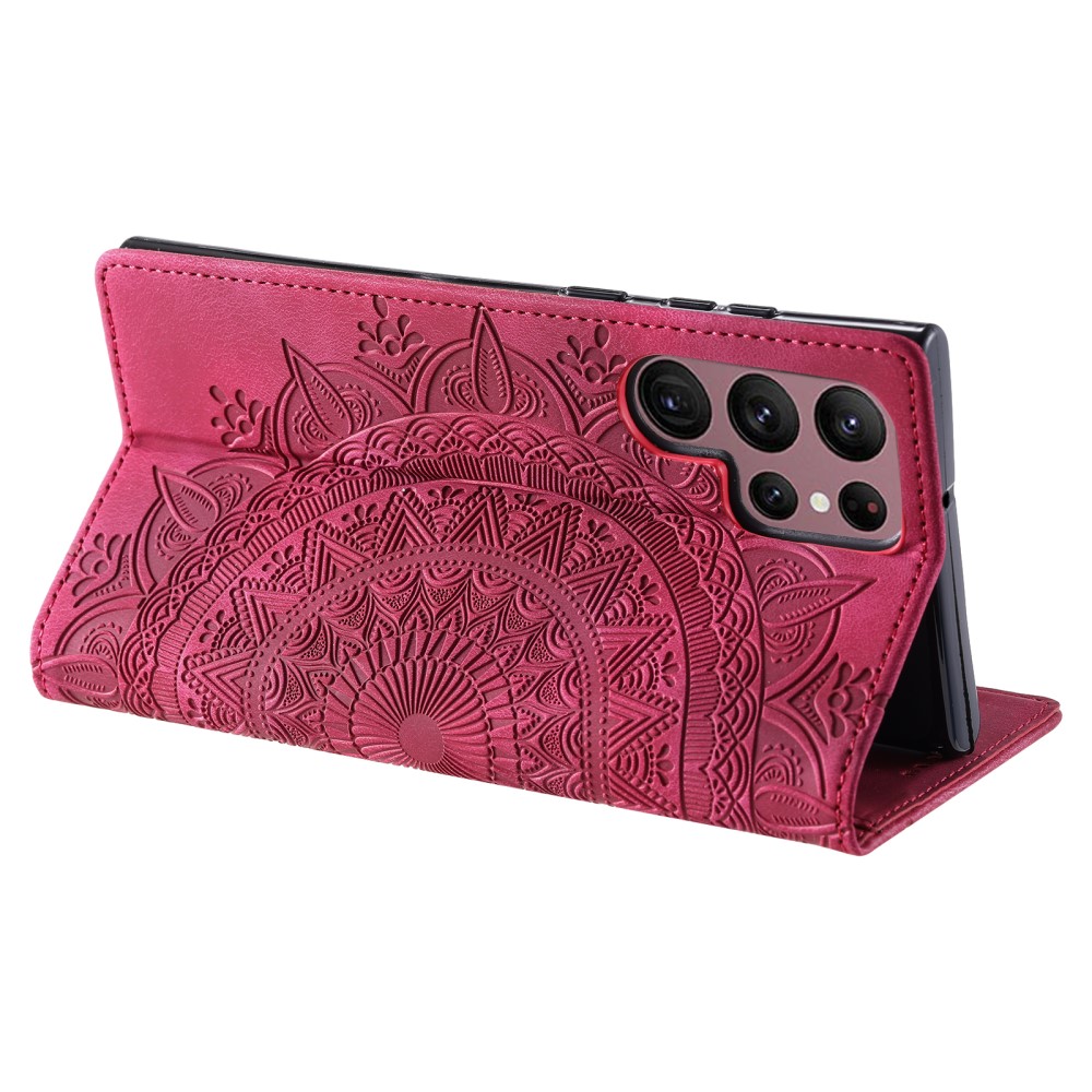  Samsung Galaxy S24 Ultra Fodral Flip Mandala Läder Rosa