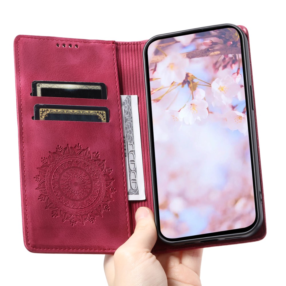 Samsung Galaxy S24 Ultra Fodral Flip Mandala Läder Rosa