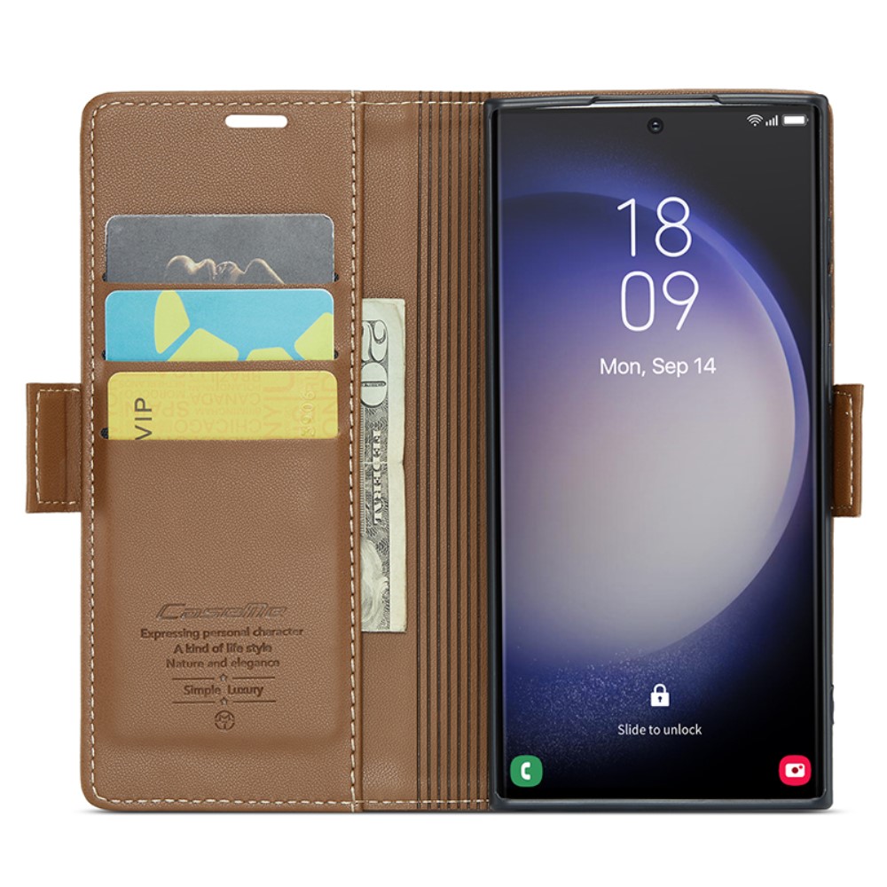 CASEME CASEME Galaxy S24 Ultra Fodral Slim Litchi Läder Brun