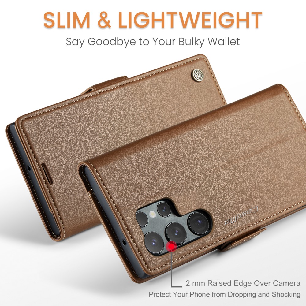 CASEME CASEME Galaxy S24 Ultra Fodral Slim Litchi Läder Brun