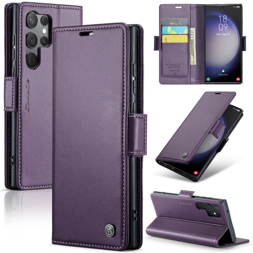 CASEME CASEME Galaxy S24 Ultra Fodral Slim Litchi Läder Lila