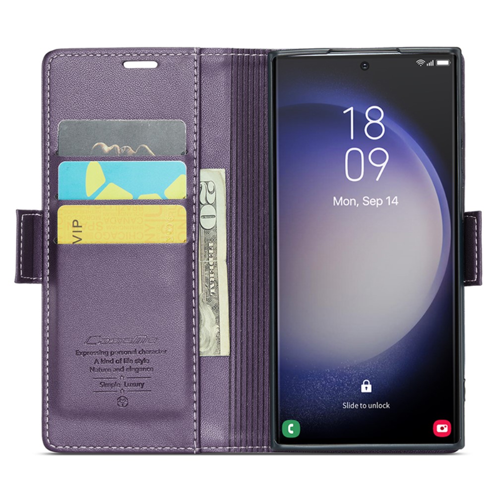 CASEME CASEME Galaxy S24 Ultra Fodral Slim Litchi Läder Lila