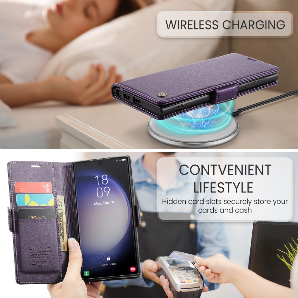 CASEME CASEME Galaxy S24 Ultra Fodral Slim Litchi Läder Lila