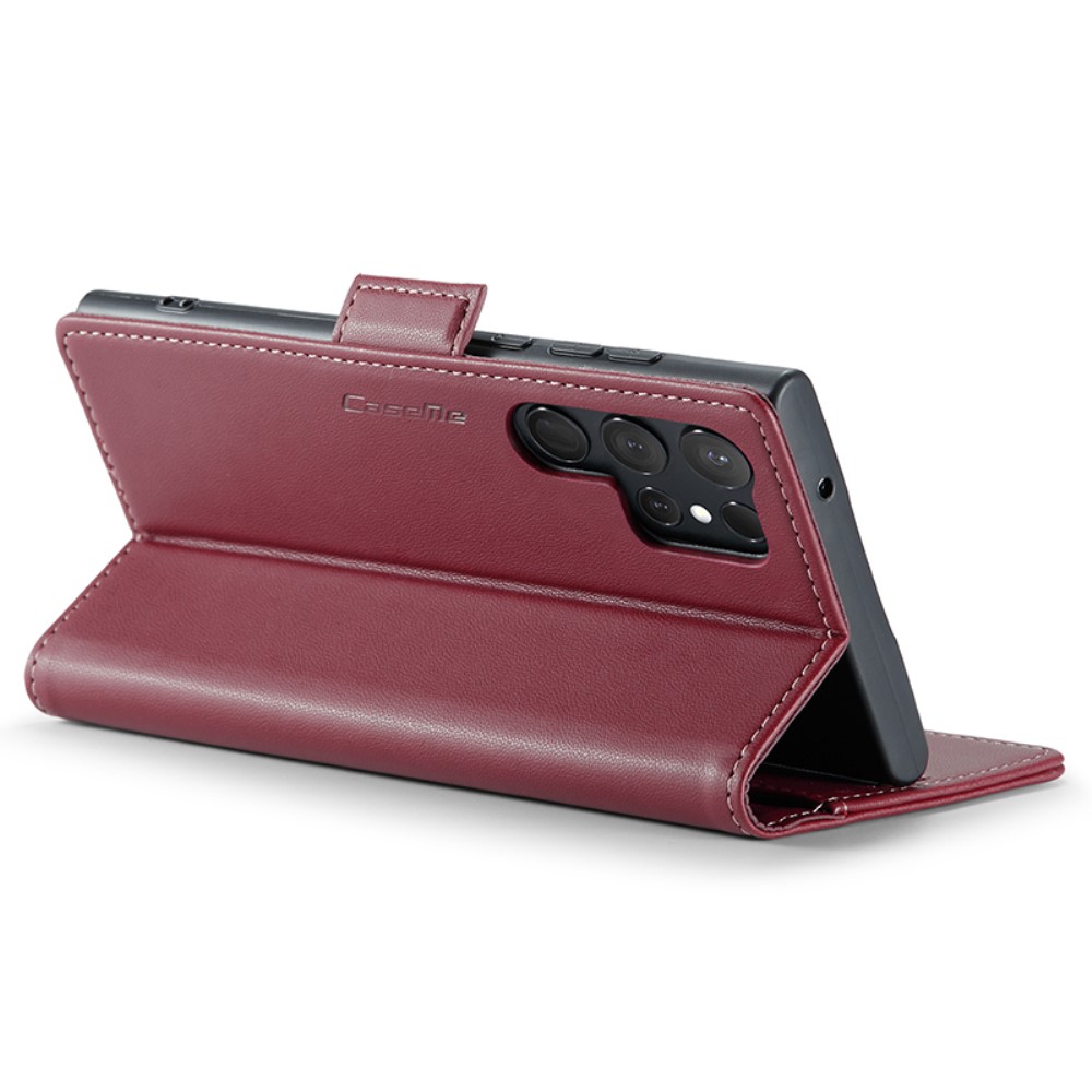 CASEME CASEME Galaxy S24 Ultra Fodral Slim Litchi Läder Röd