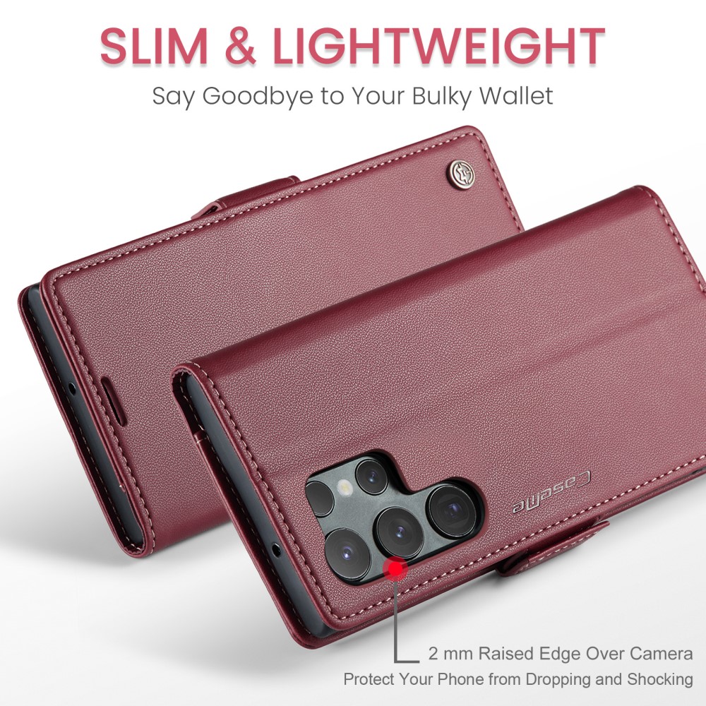 CASEME CASEME Galaxy S24 Ultra Fodral Slim Litchi Läder Röd