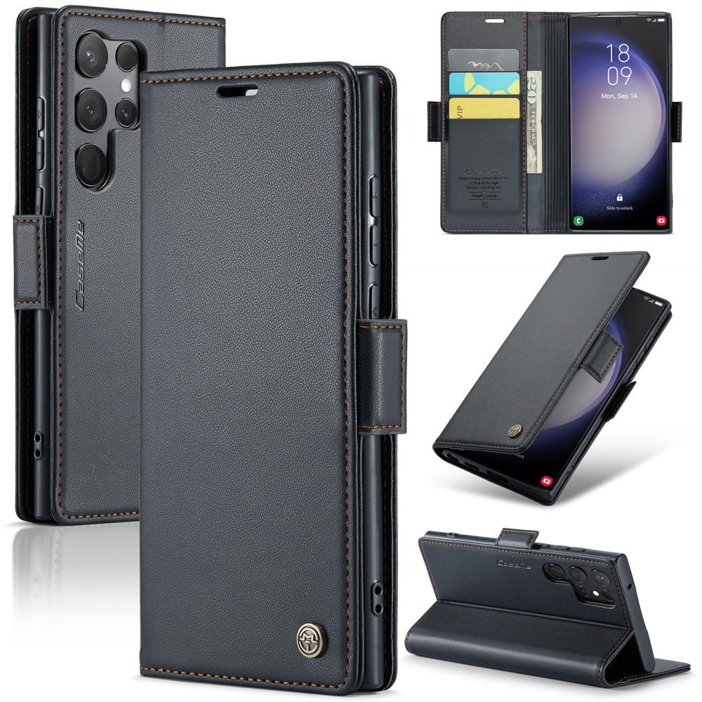 CASEME CASEME Galaxy S24 Ultra Fodral Slim Litchi Läder Svart