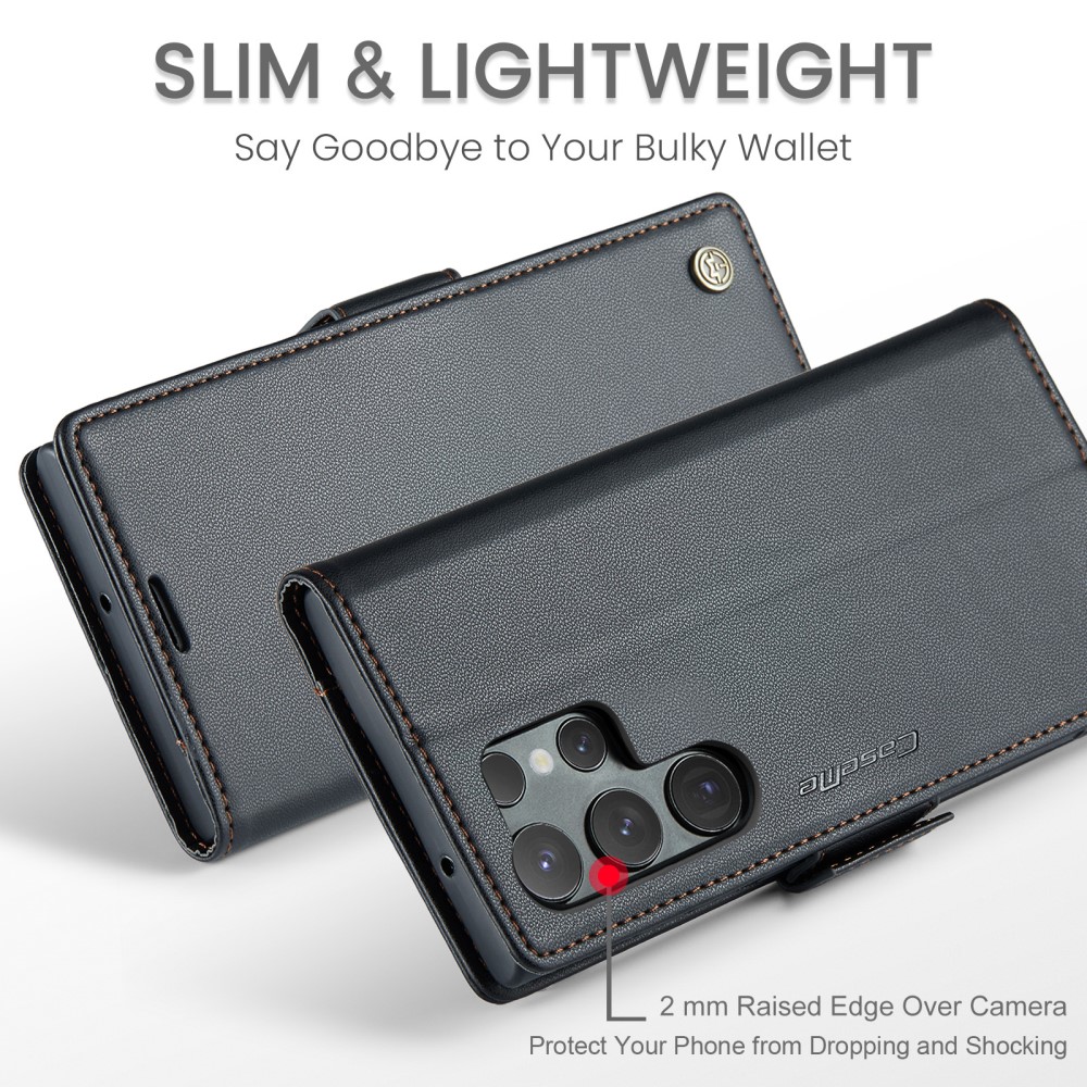 CASEME CASEME Galaxy S24 Ultra Fodral Slim Litchi Läder Svart
