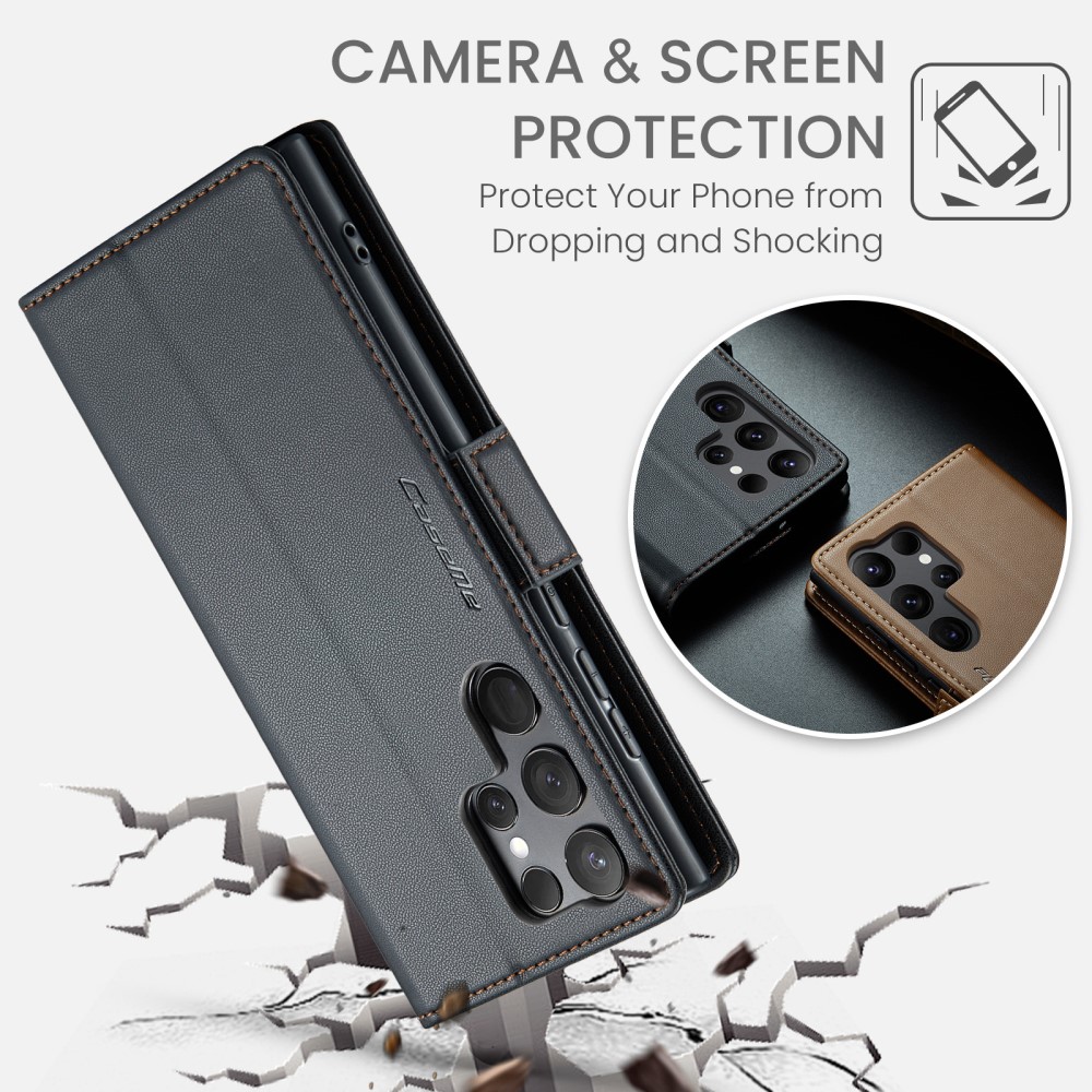 CASEME CASEME Galaxy S24 Ultra Fodral Slim Litchi Läder Svart