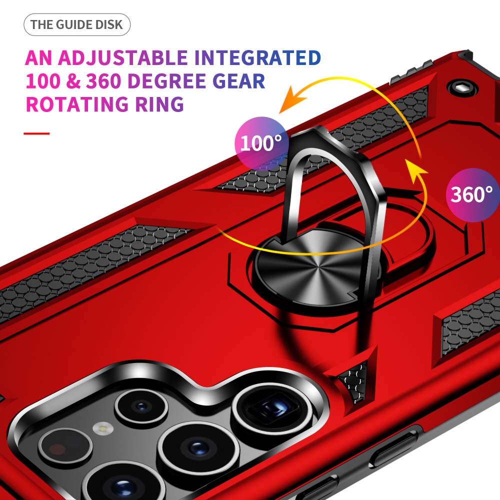  Samsung Galaxy S24 Ultra Skal Ring Hybrid Armor Röd