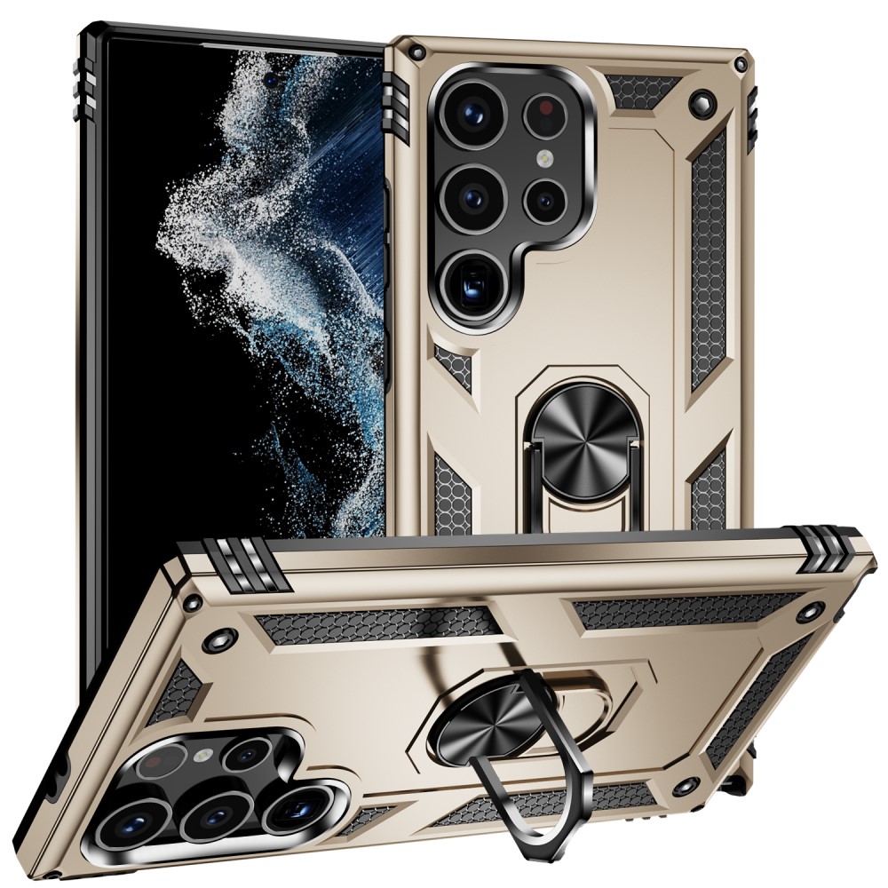  Samsung Galaxy S24 Ultra Skal Ring Hybrid Armor Guld
